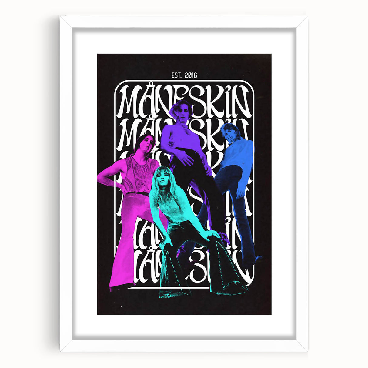 Måneskin Retro Poster – Vibrant Music Art from 2016 Band