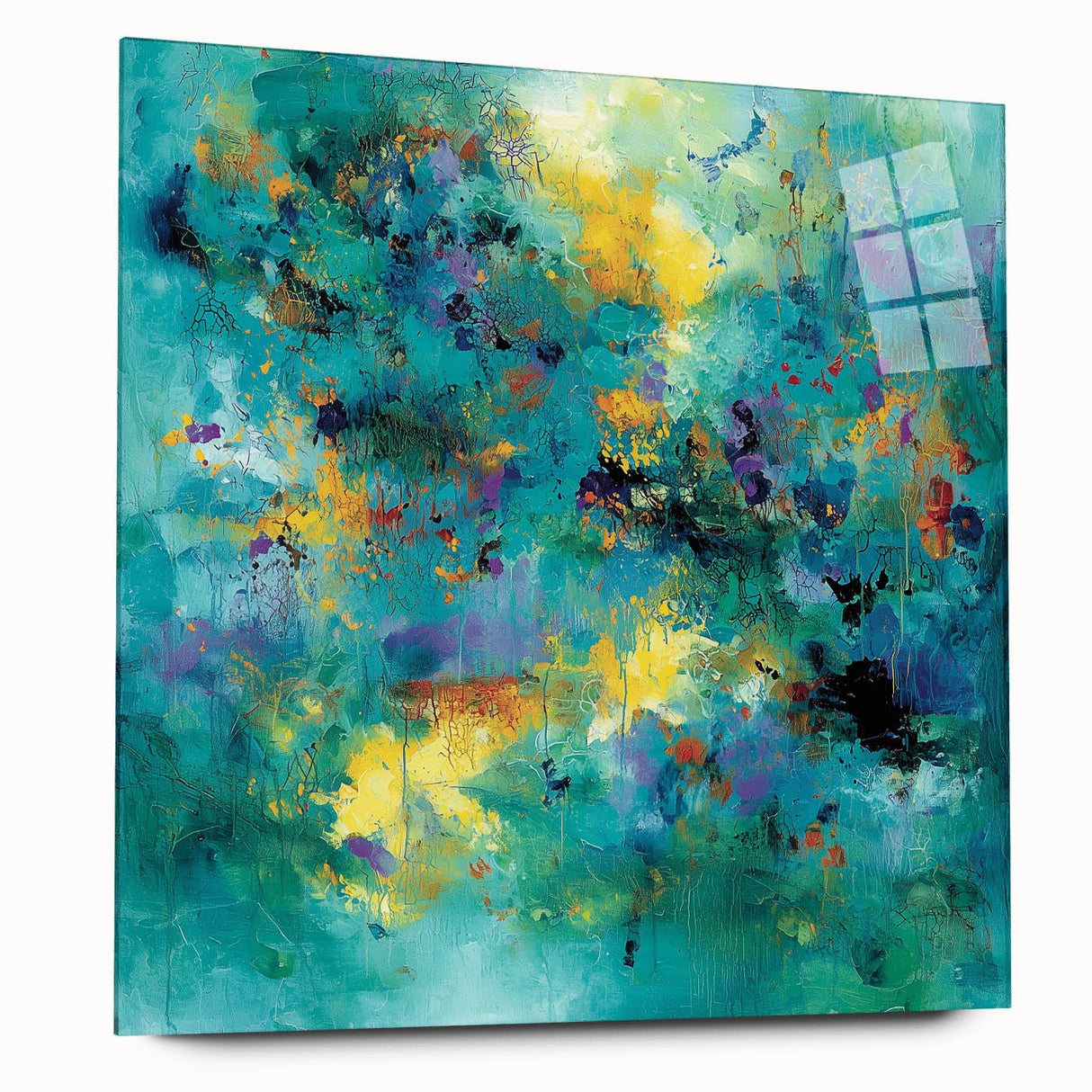 Colorful Abstract Wall Art – Turquoise, Yellow & Purple Canvas
