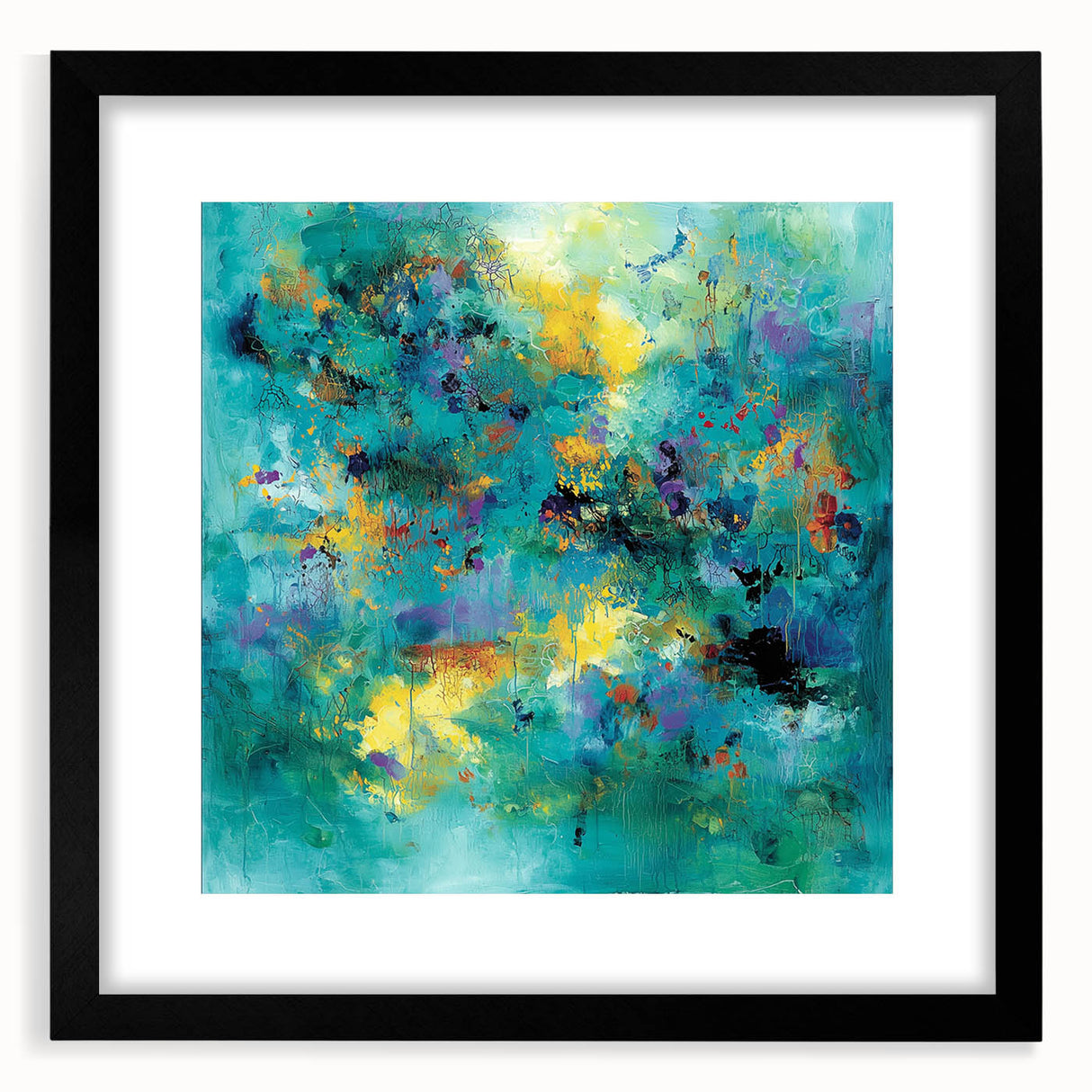 Colorful Abstract Wall Art – Turquoise, Yellow & Purple Canvas
