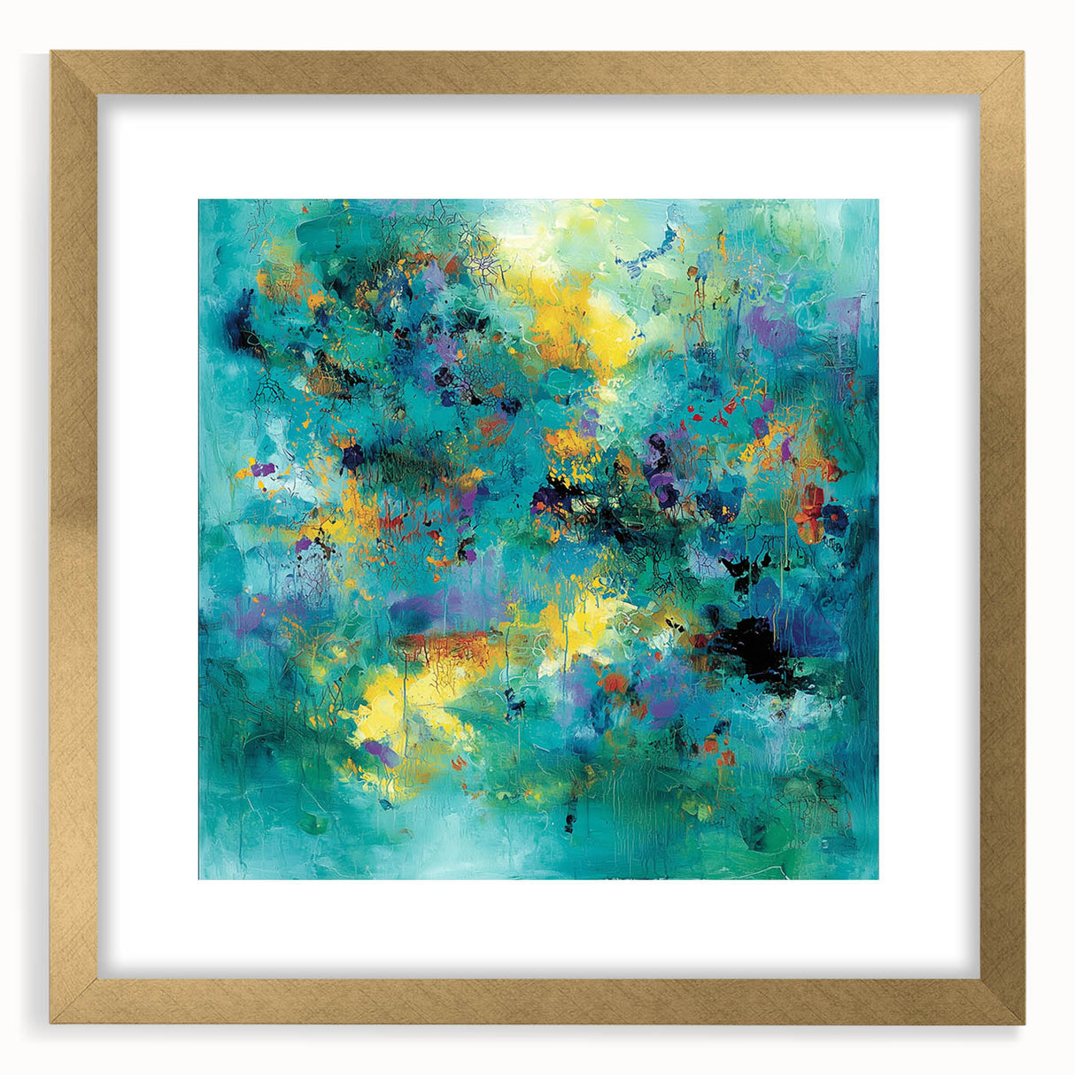 Colorful Abstract Wall Art – Turquoise, Yellow & Purple Canvas