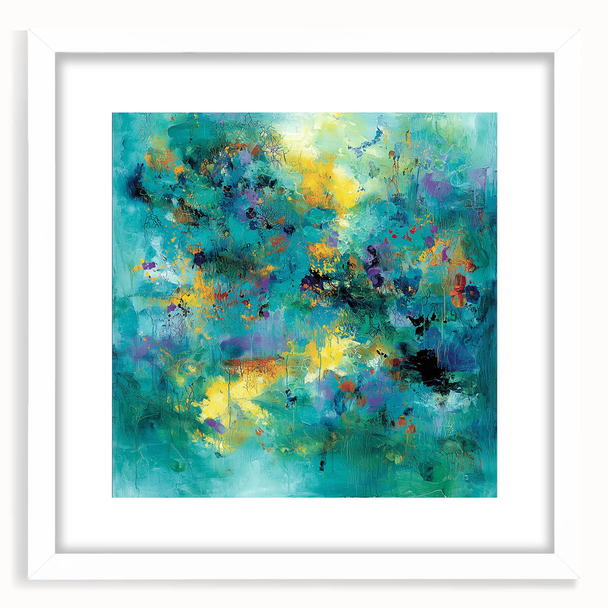 Colorful Abstract Wall Art – Turquoise, Yellow & Purple Canvas