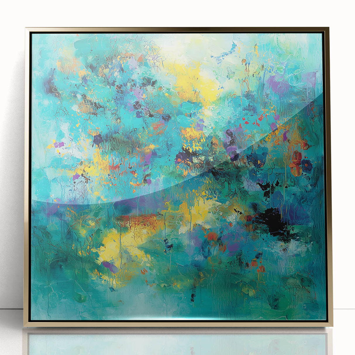 Colorful Abstract Wall Art – Turquoise, Yellow & Purple Canvas