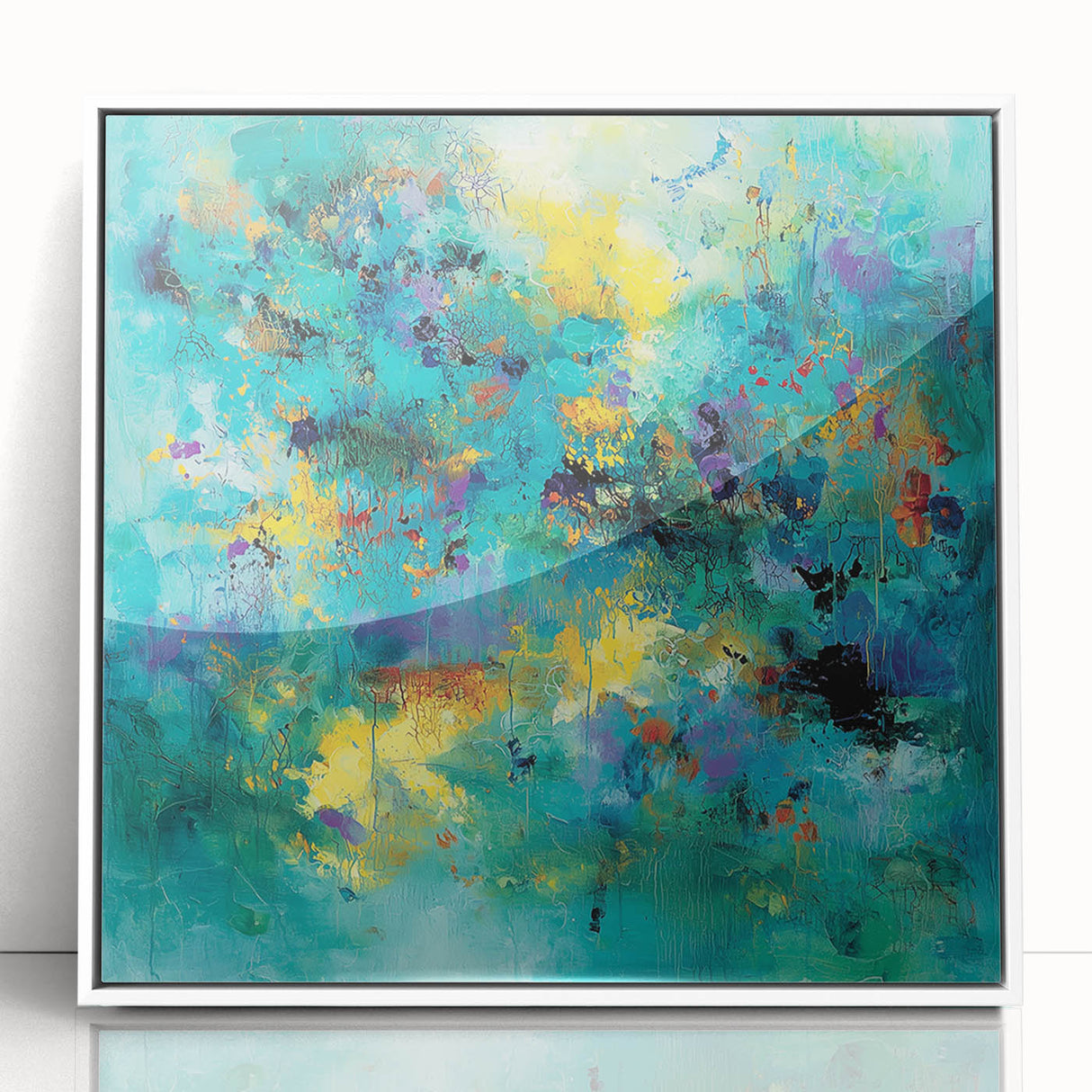 Colorful Abstract Wall Art – Turquoise, Yellow & Purple Canvas