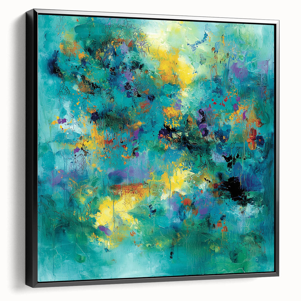 Colorful Abstract Wall Art – Turquoise, Yellow & Purple Canvas