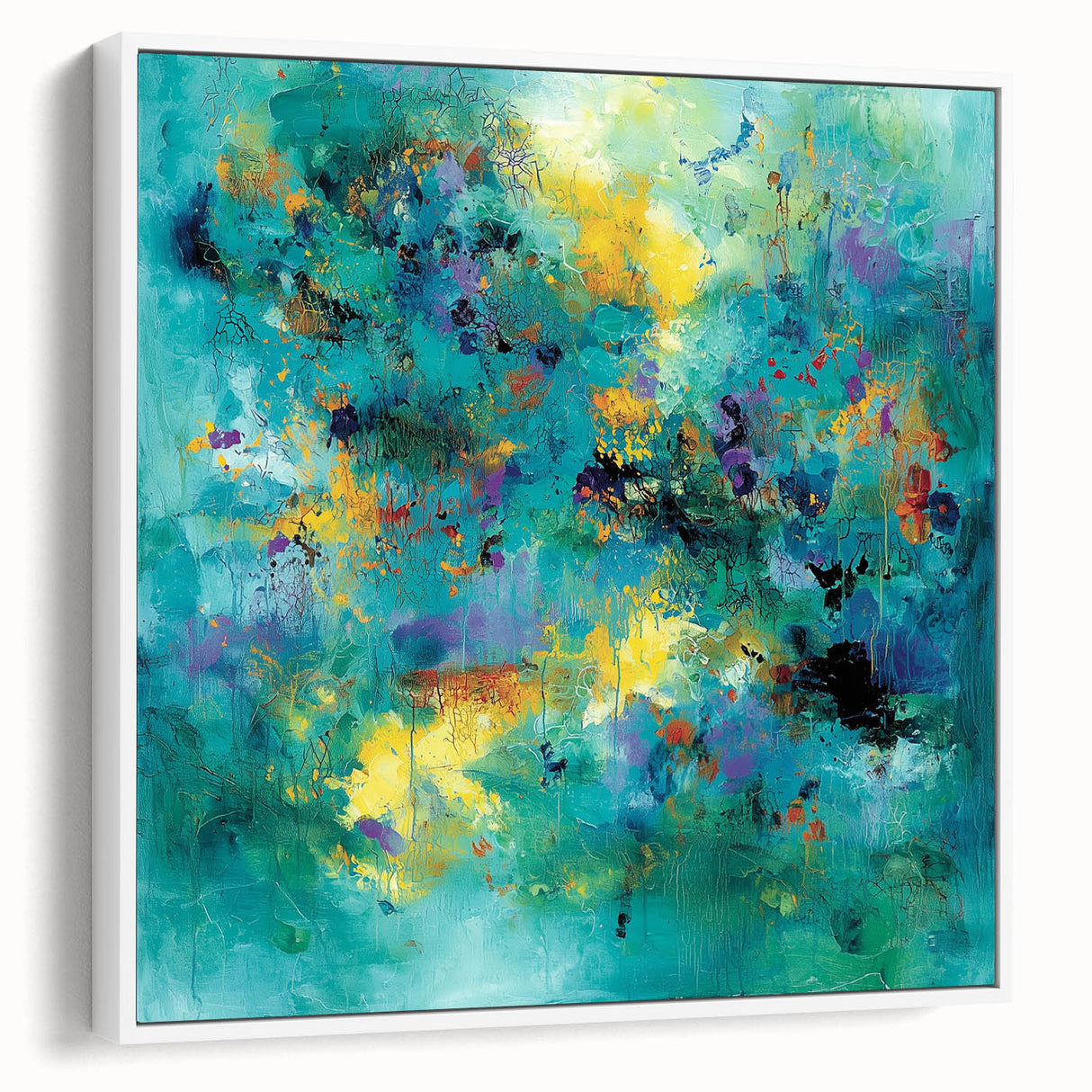 Colorful Abstract Wall Art – Turquoise, Yellow & Purple Canvas