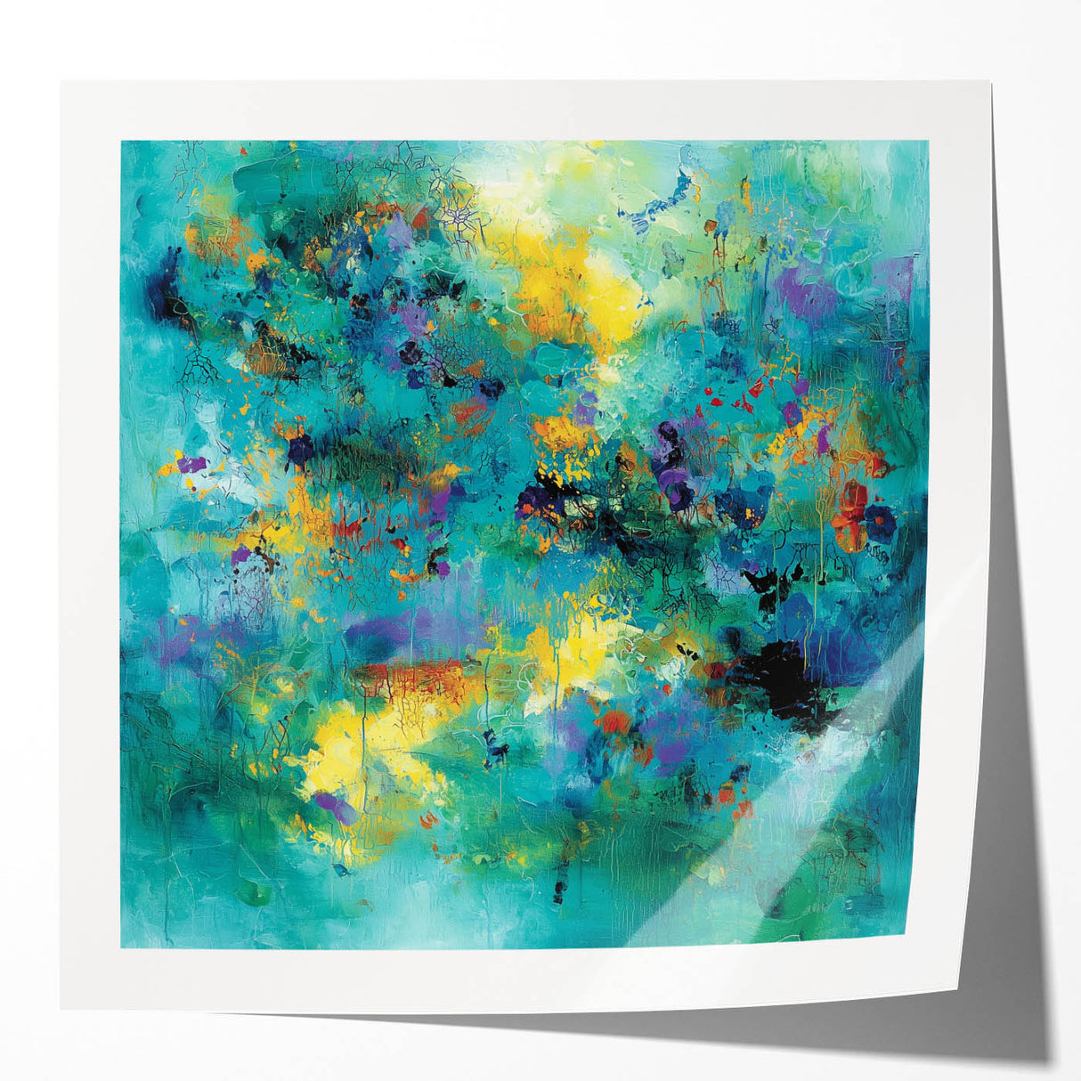 Colorful Abstract Wall Art – Turquoise, Yellow & Purple Canvas