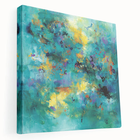 Colorful Abstract Wall Art – Turquoise, Yellow & Purple Canvas