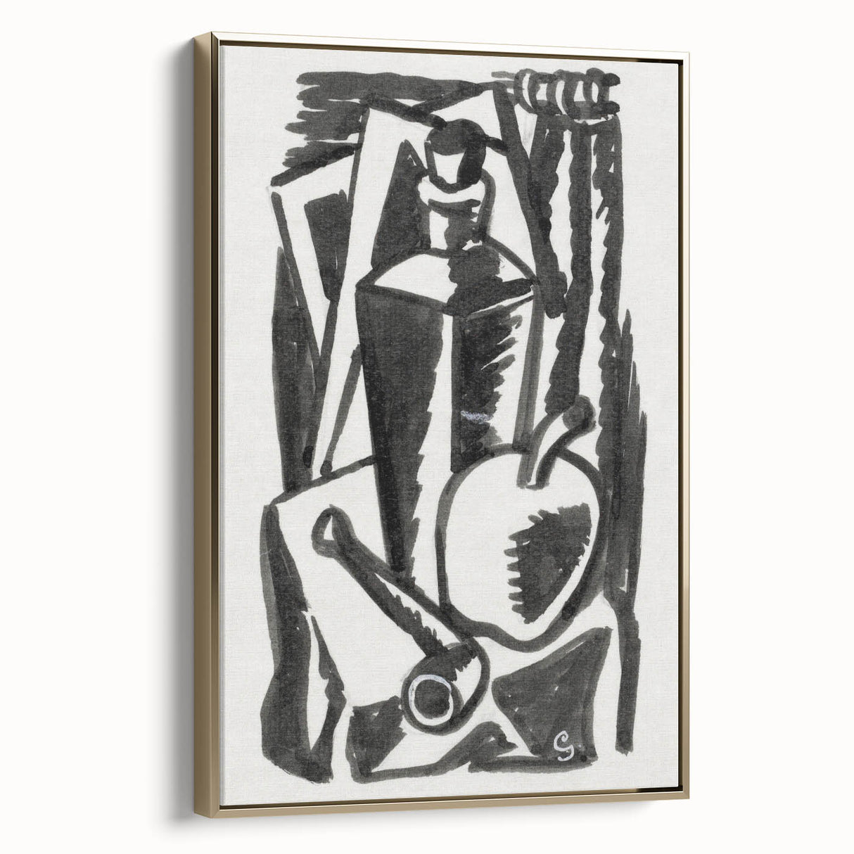 Abstract Expressionism: Still Life with Apple, Pipe, and Bottle Artwork