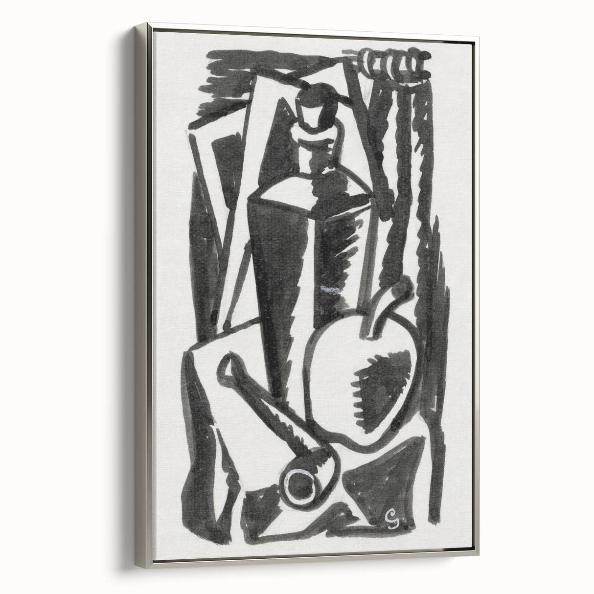 Abstract Expressionism: Still Life with Apple, Pipe, and Bottle Artwork