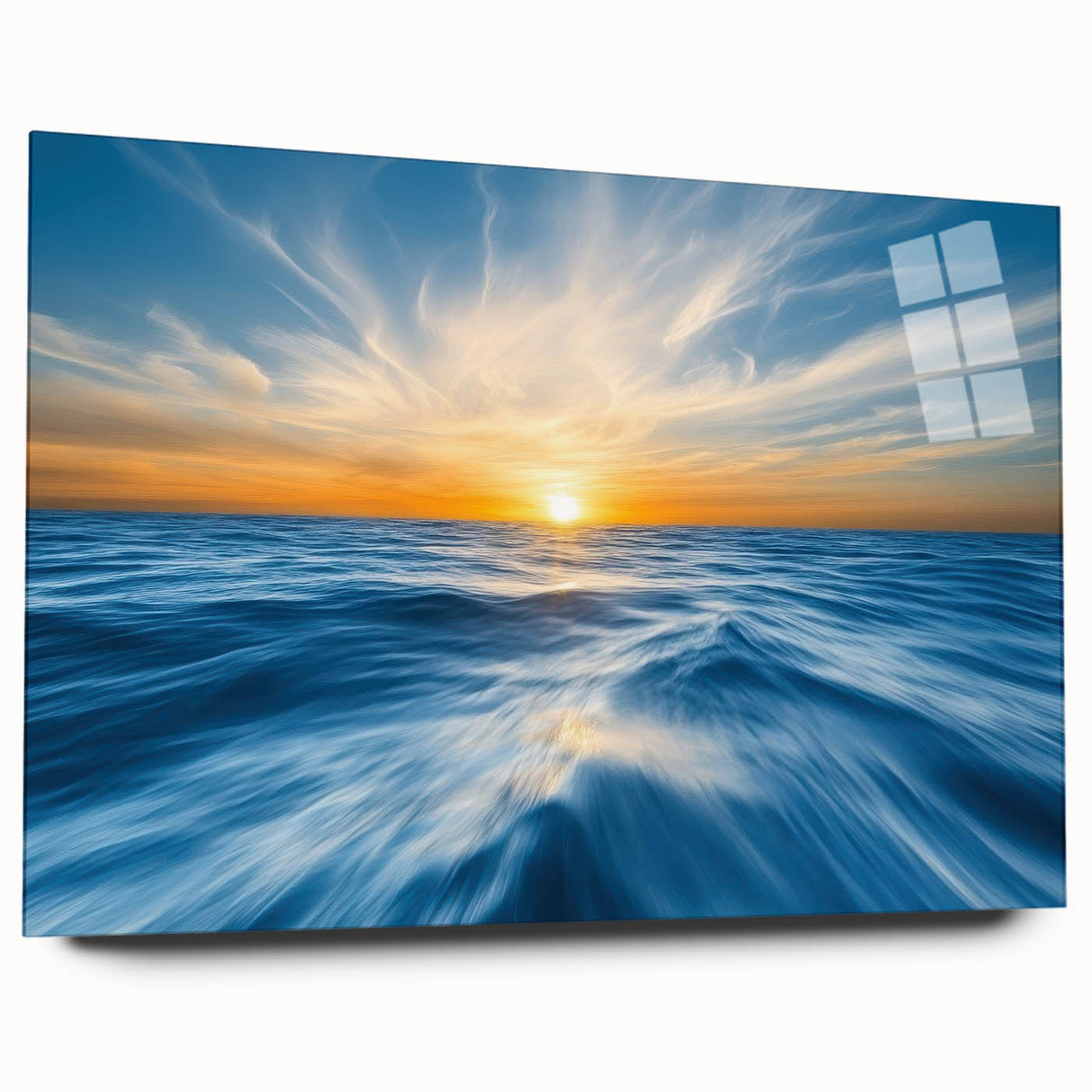 Golden Sunrise Ocean Waves – Dynamic Abstract Wall Art Print