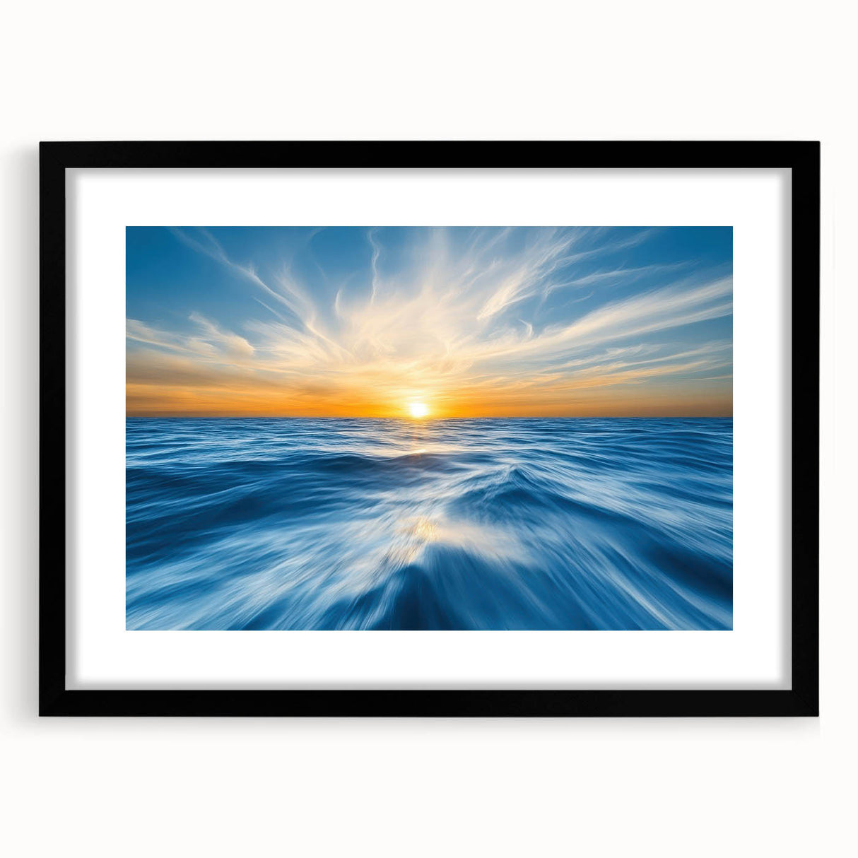 Golden Sunrise Ocean Waves – Dynamic Abstract Wall Art Print