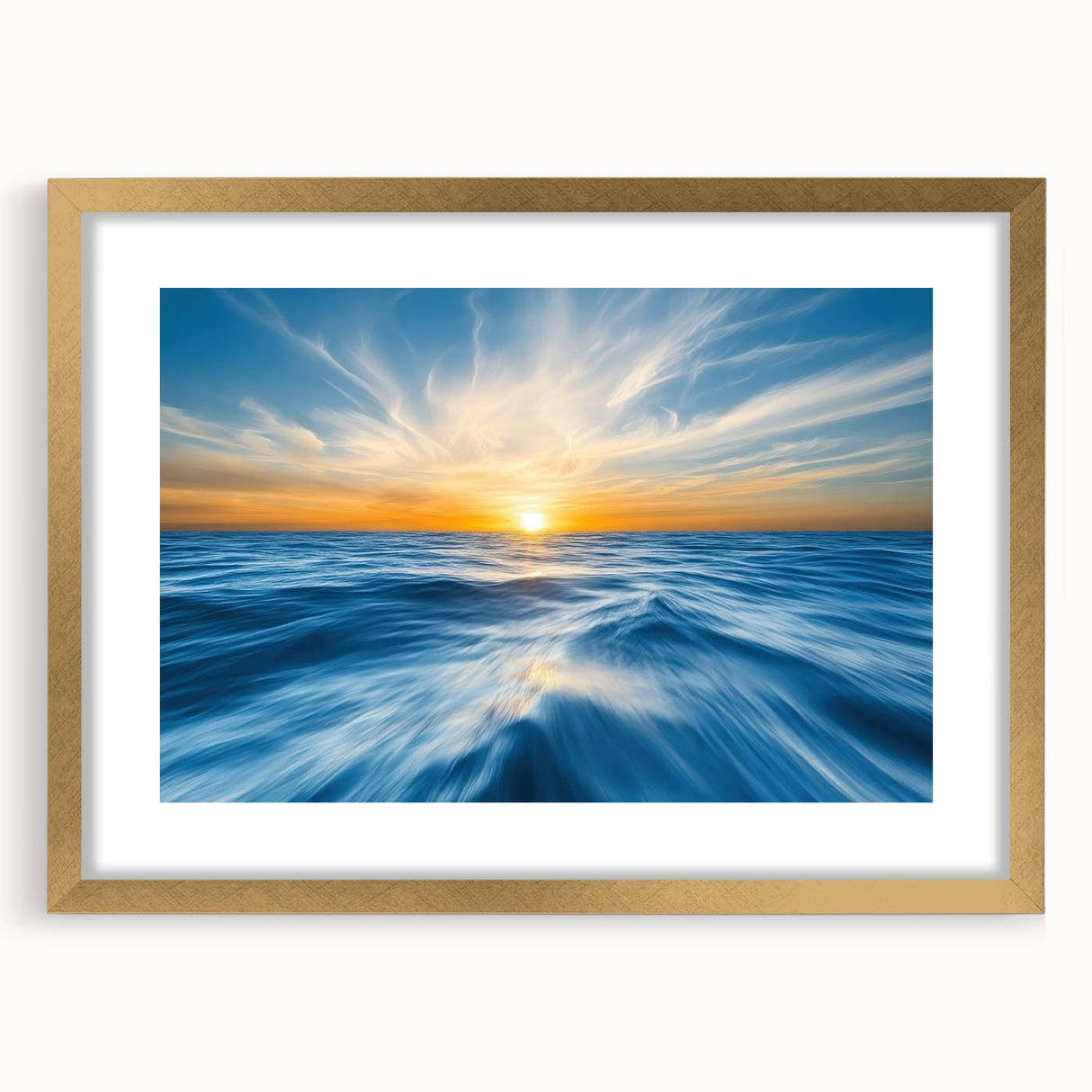Golden Sunrise Ocean Waves – Dynamic Abstract Wall Art Print