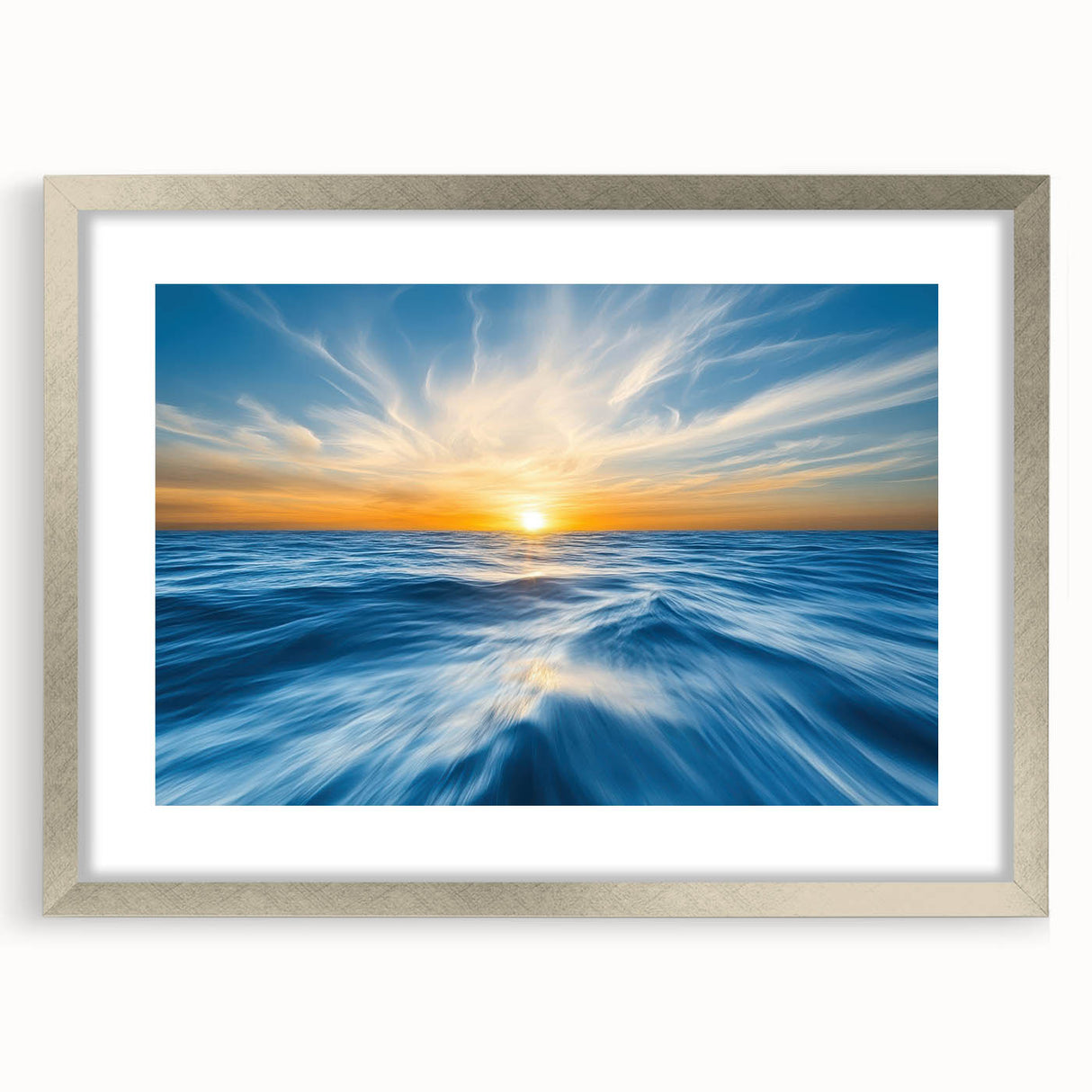 Golden Sunrise Ocean Waves – Dynamic Abstract Wall Art Print
