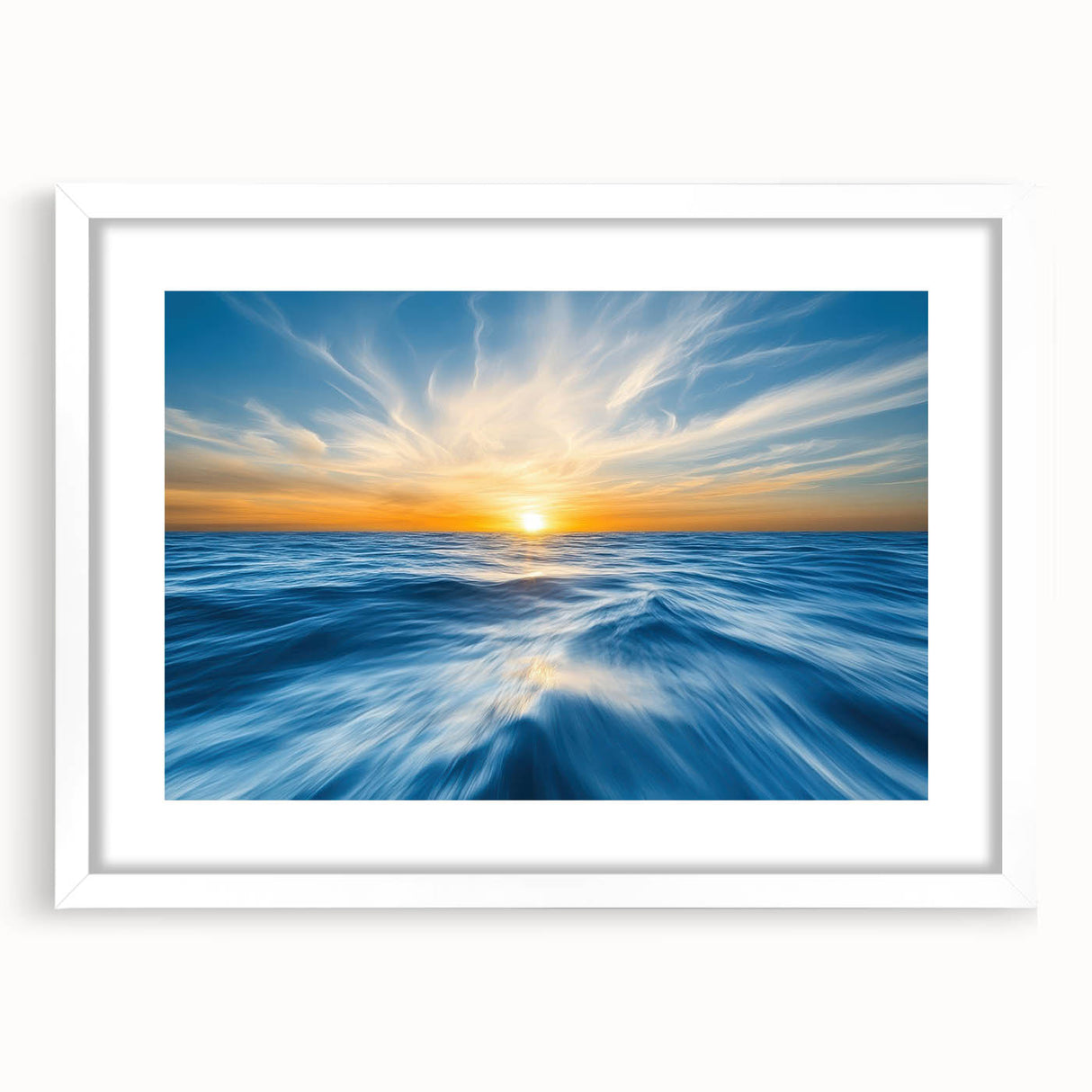 Golden Sunrise Ocean Waves – Dynamic Abstract Wall Art Print