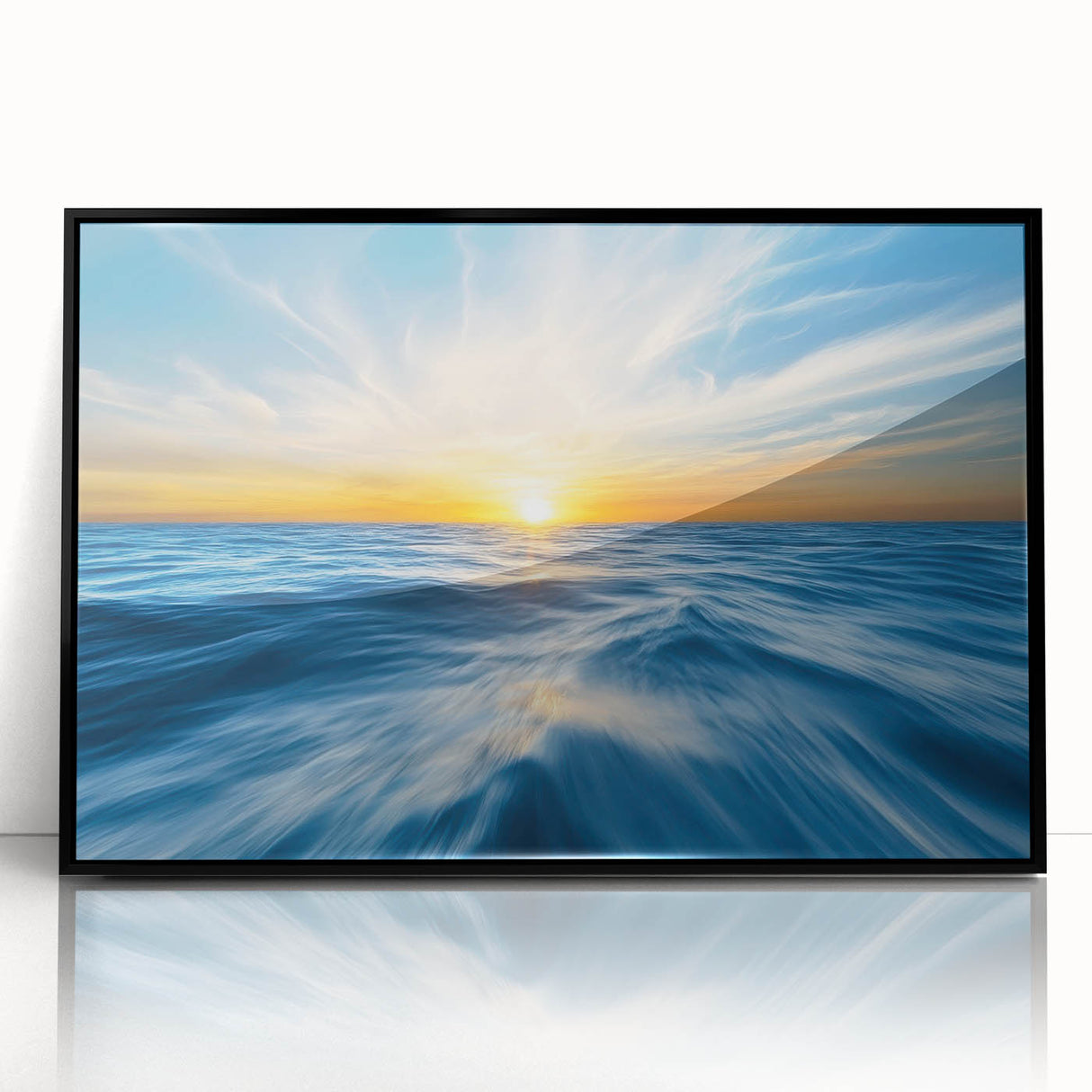 Golden Sunrise Ocean Waves – Dynamic Abstract Wall Art Print