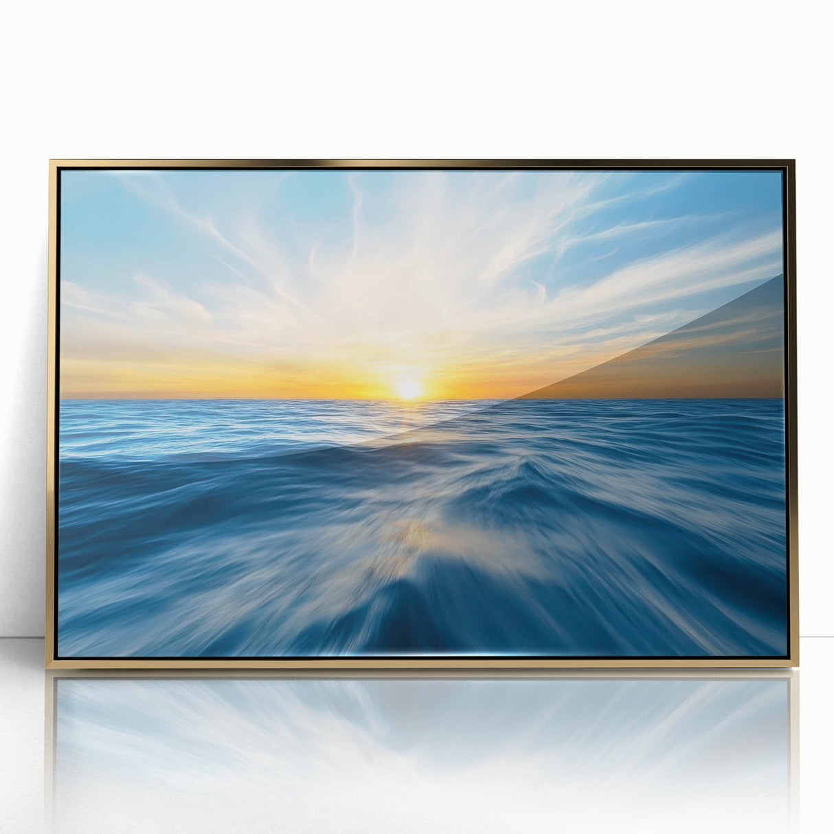 Golden Sunrise Ocean Waves – Dynamic Abstract Wall Art Print