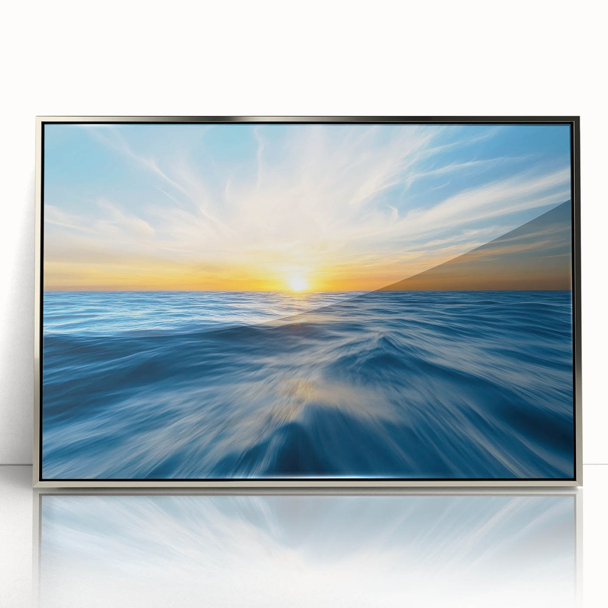 Golden Sunrise Ocean Waves – Dynamic Abstract Wall Art Print