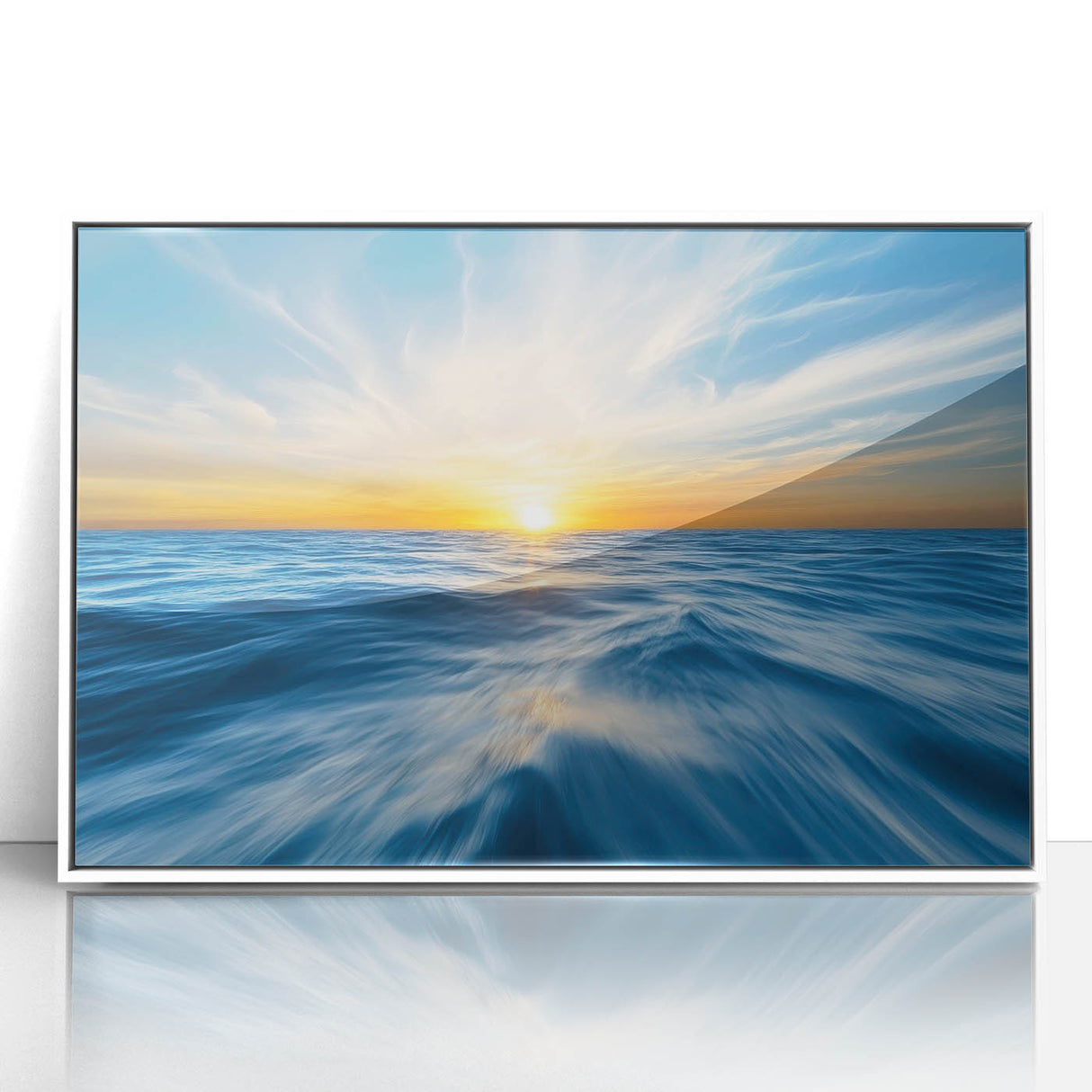 Golden Sunrise Ocean Waves – Dynamic Abstract Wall Art Print