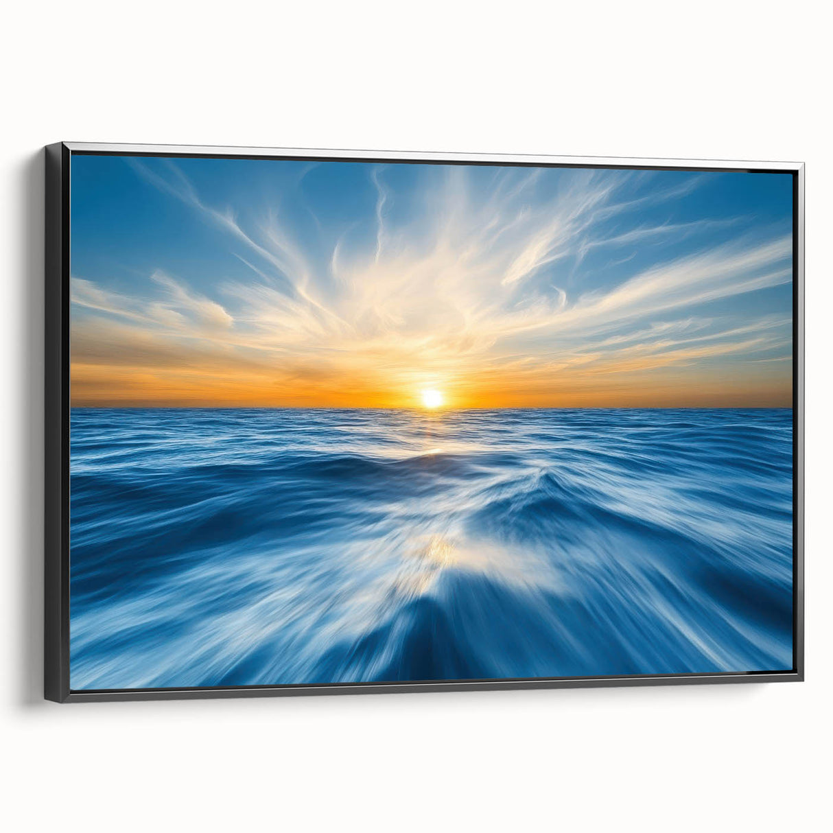 Golden Sunrise Ocean Waves – Dynamic Abstract Wall Art Print