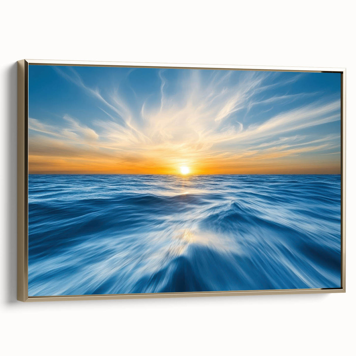 Golden Sunrise Ocean Waves – Dynamic Abstract Wall Art Print