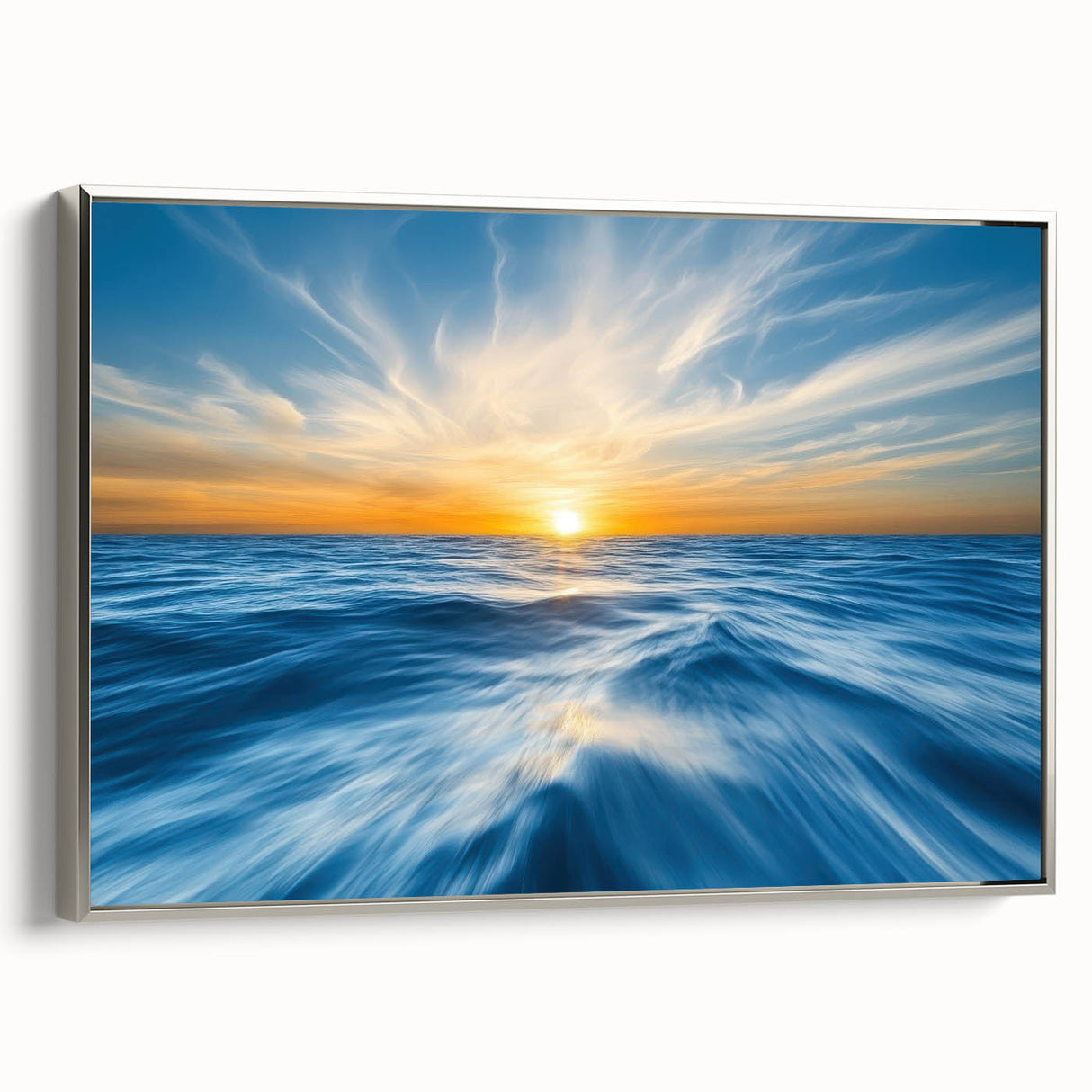 Golden Sunrise Ocean Waves – Dynamic Abstract Wall Art Print