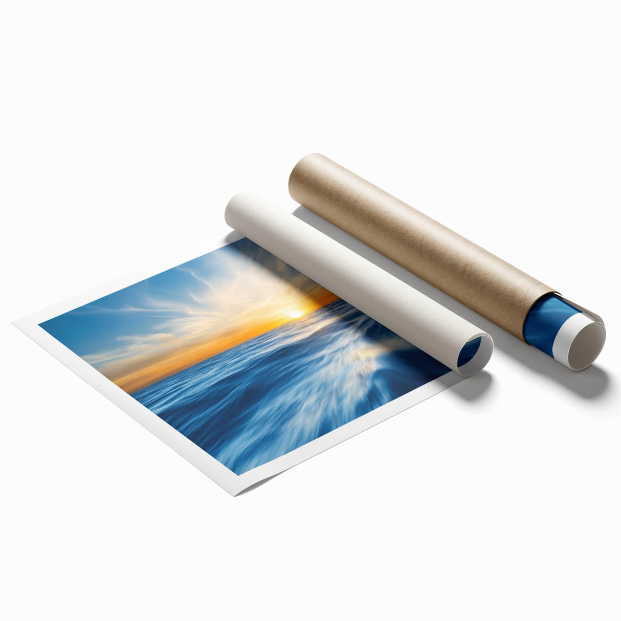 Golden Sunrise Ocean Waves – Dynamic Abstract Wall Art Print