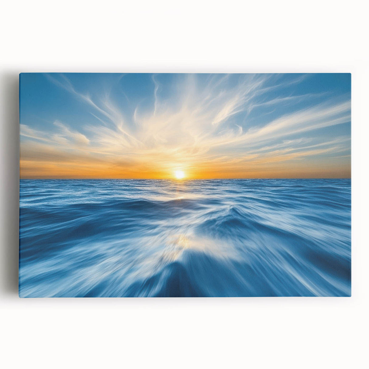 Golden Sunrise Ocean Waves – Dynamic Abstract Wall Art Print