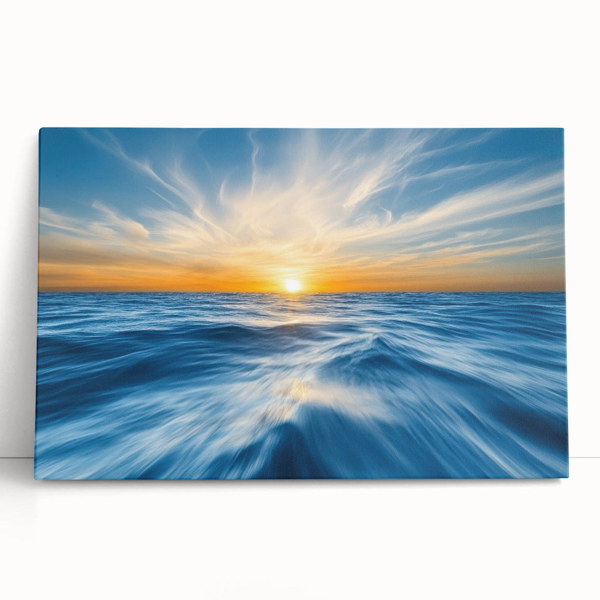 Golden Sunrise Ocean Waves – Dynamic Abstract Wall Art Print