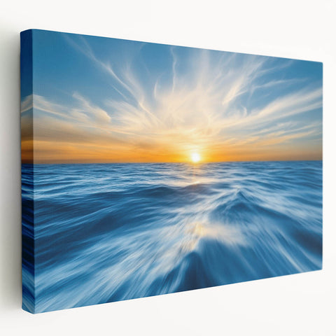 Golden Sunrise Ocean Waves – Dynamic Abstract Wall Art Print
