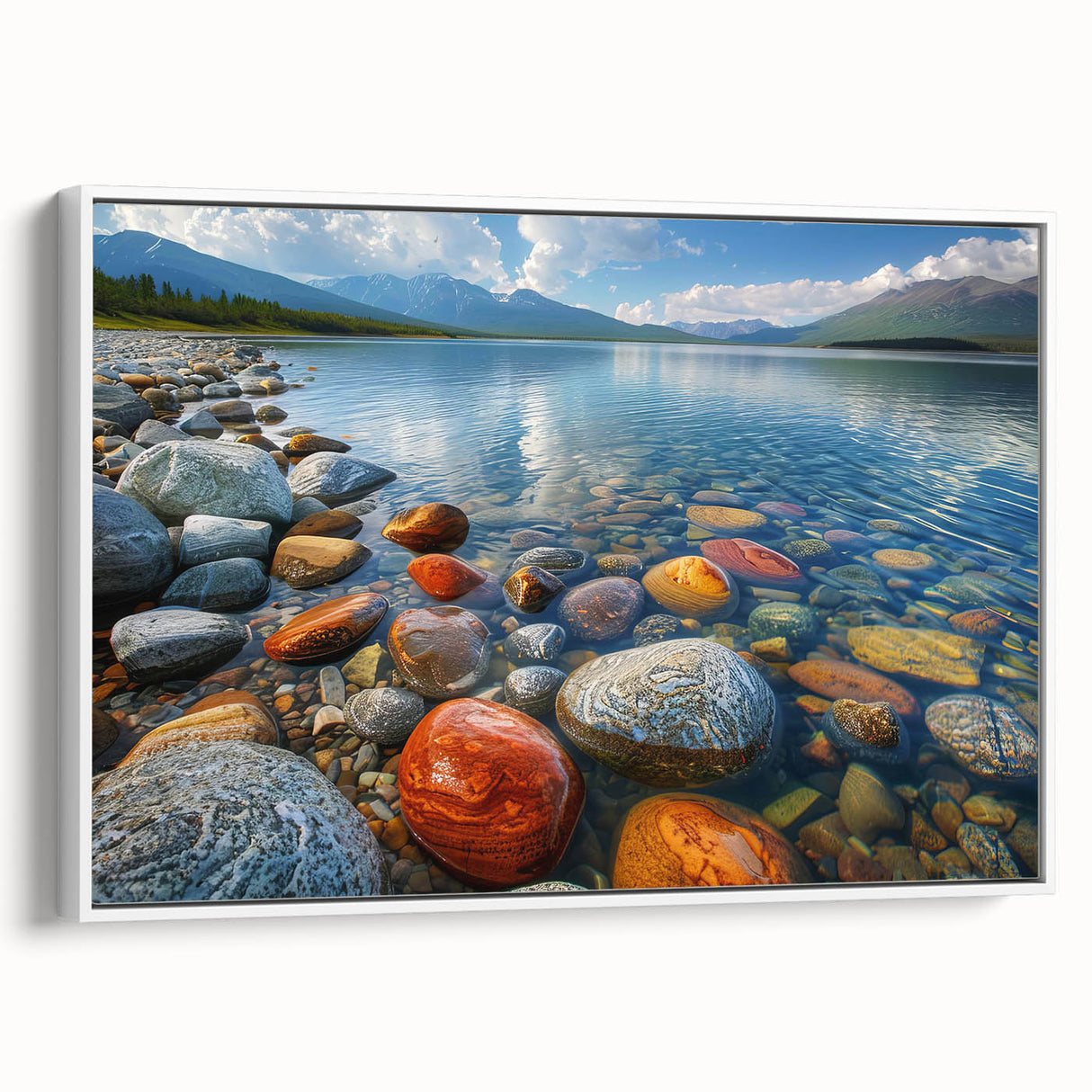 Extra large framed canvas of vintage poster art depicting vibrant Yukon scenery, ideal for living room decor.