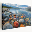 Yukon landscape on large stretched canvas, featuring muted earth tones, ideal for kitchen wall art.