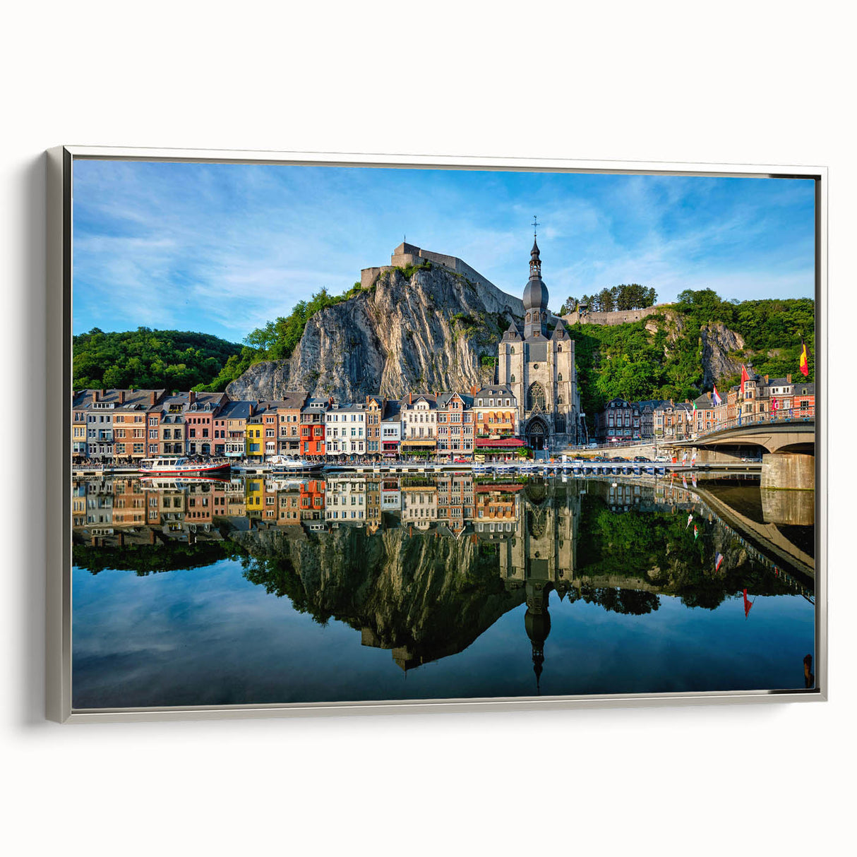 Framed canvas of a vintage European landscape painting with colorful art in black wall art style.