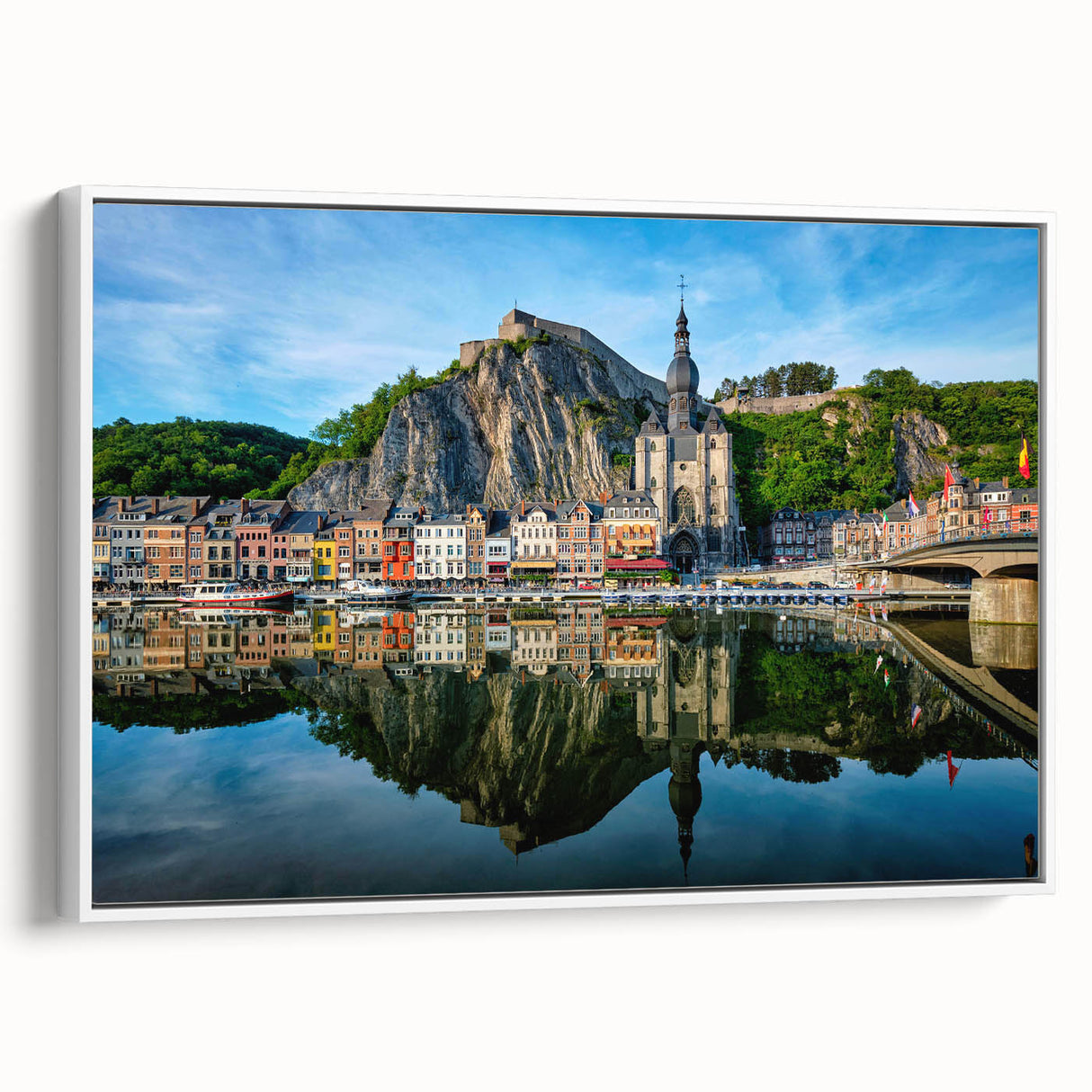 Vintage poster art of a European Belgian scenery on framed canvas.