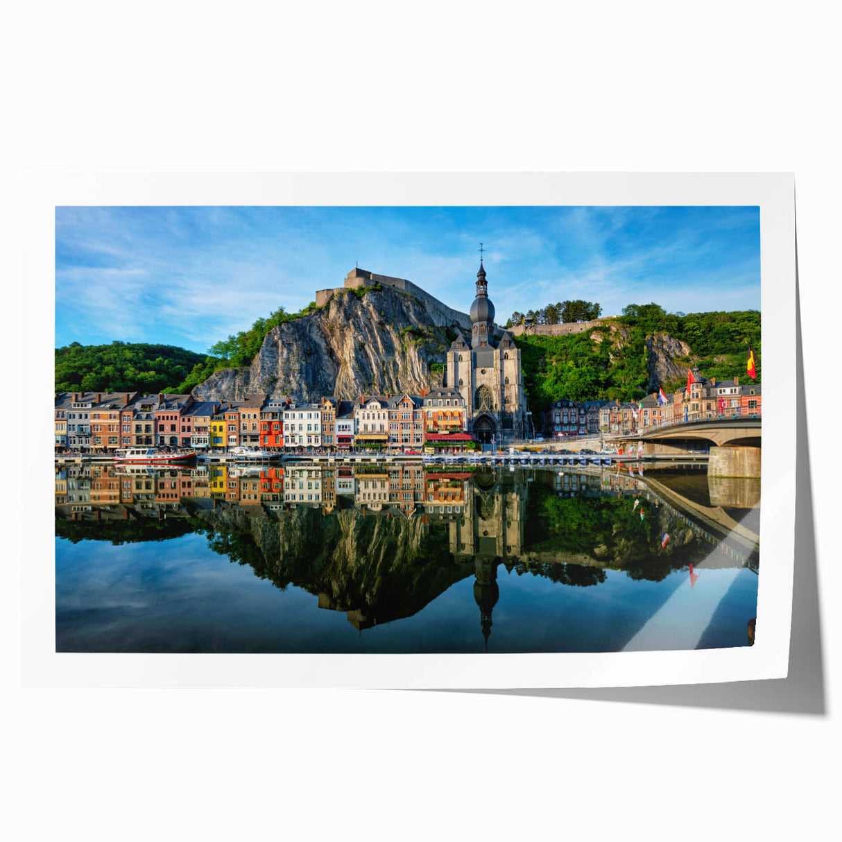 Rolled print of a European scenic landscape in muted earth tones, ideal for art wall dining room.