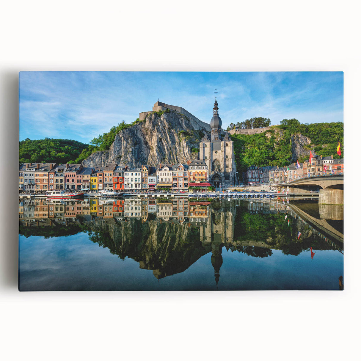 Black and white stretched canvas of European cityscape, ideal for kitchen wall art or bedroom ambiance.