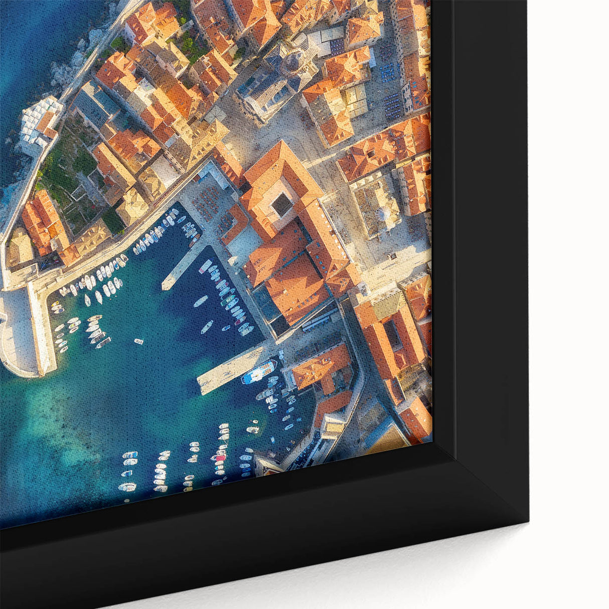 Extra large framed canvas featuring a textured depiction of a Croatian landscape in vibrant colors.