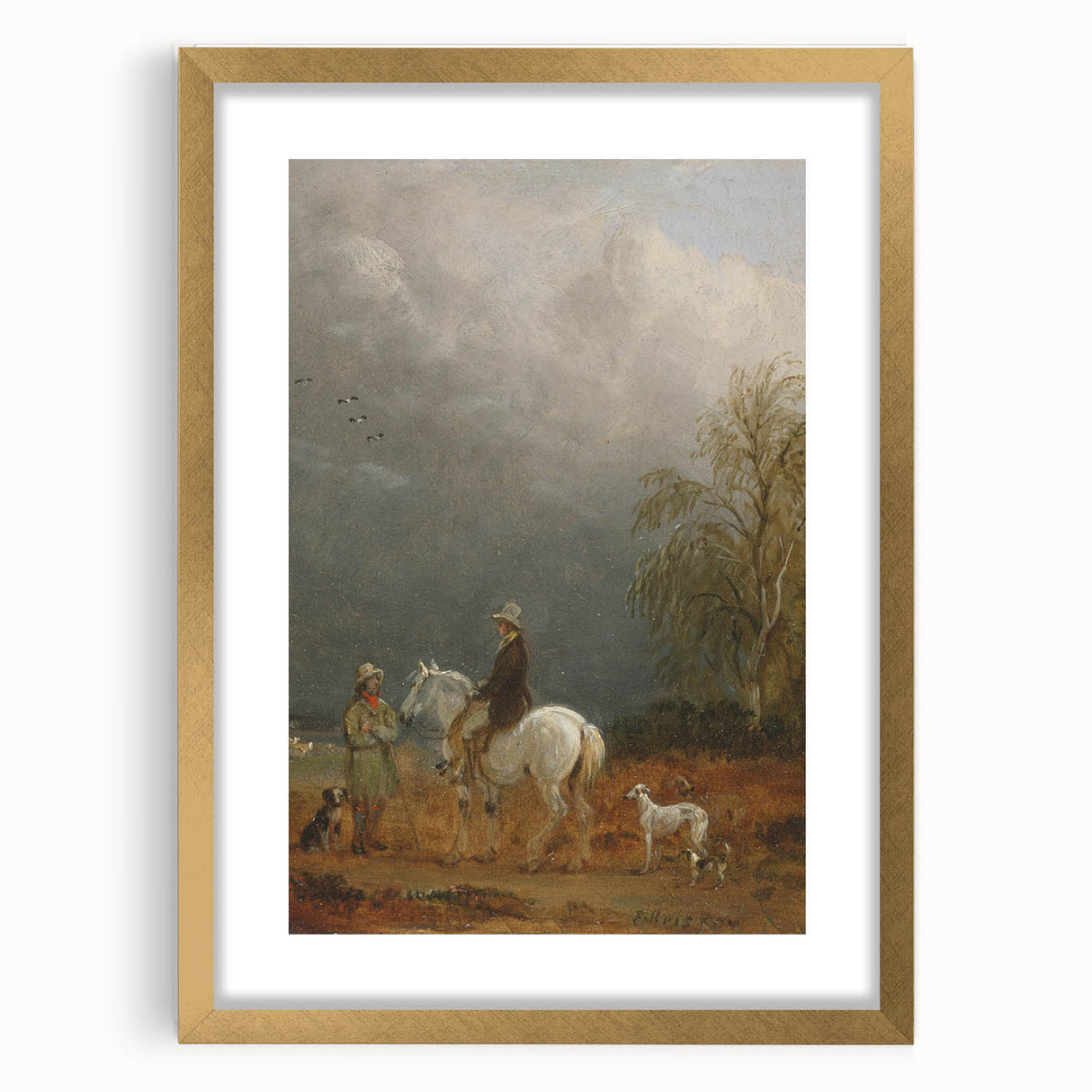 Romanticism Art - A Traveller and a Shepherd in a Landscape