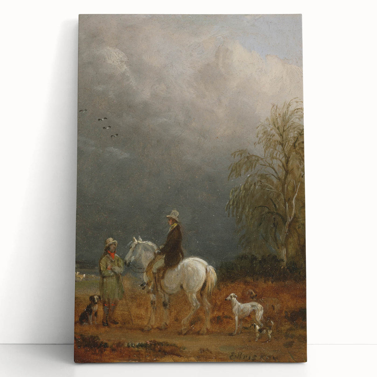 Romanticism Art - A Traveller and a Shepherd in a Landscape