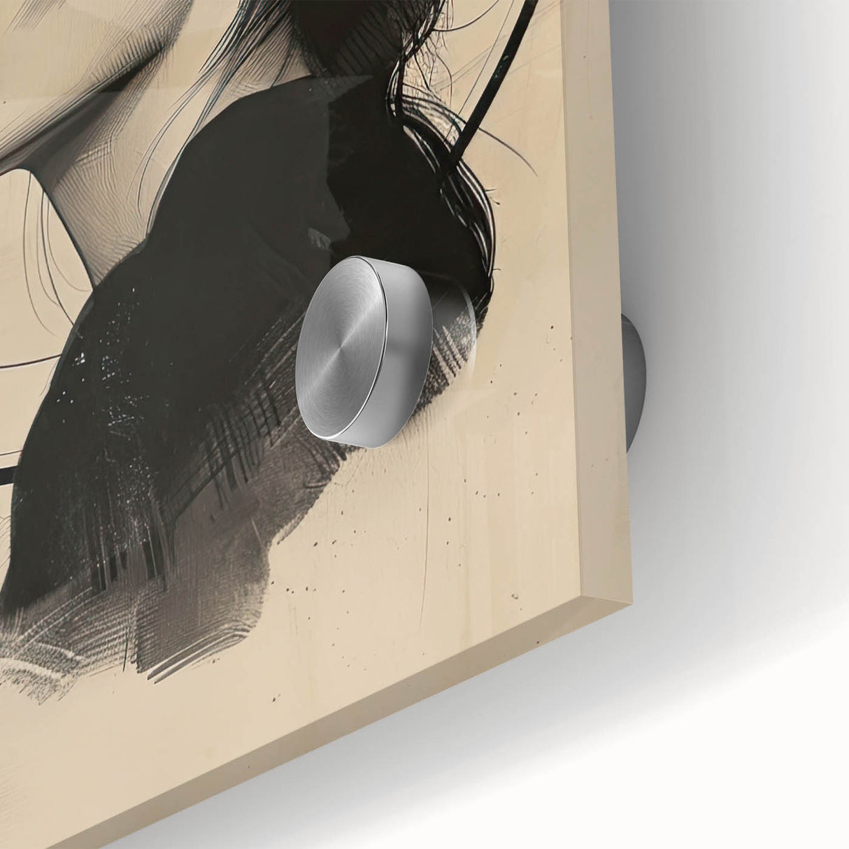 Abstract minimalist wall art featuring a close-up of vibrant acrylic on glass, showcasing fluid shapes and colors ideal for modern home decor.