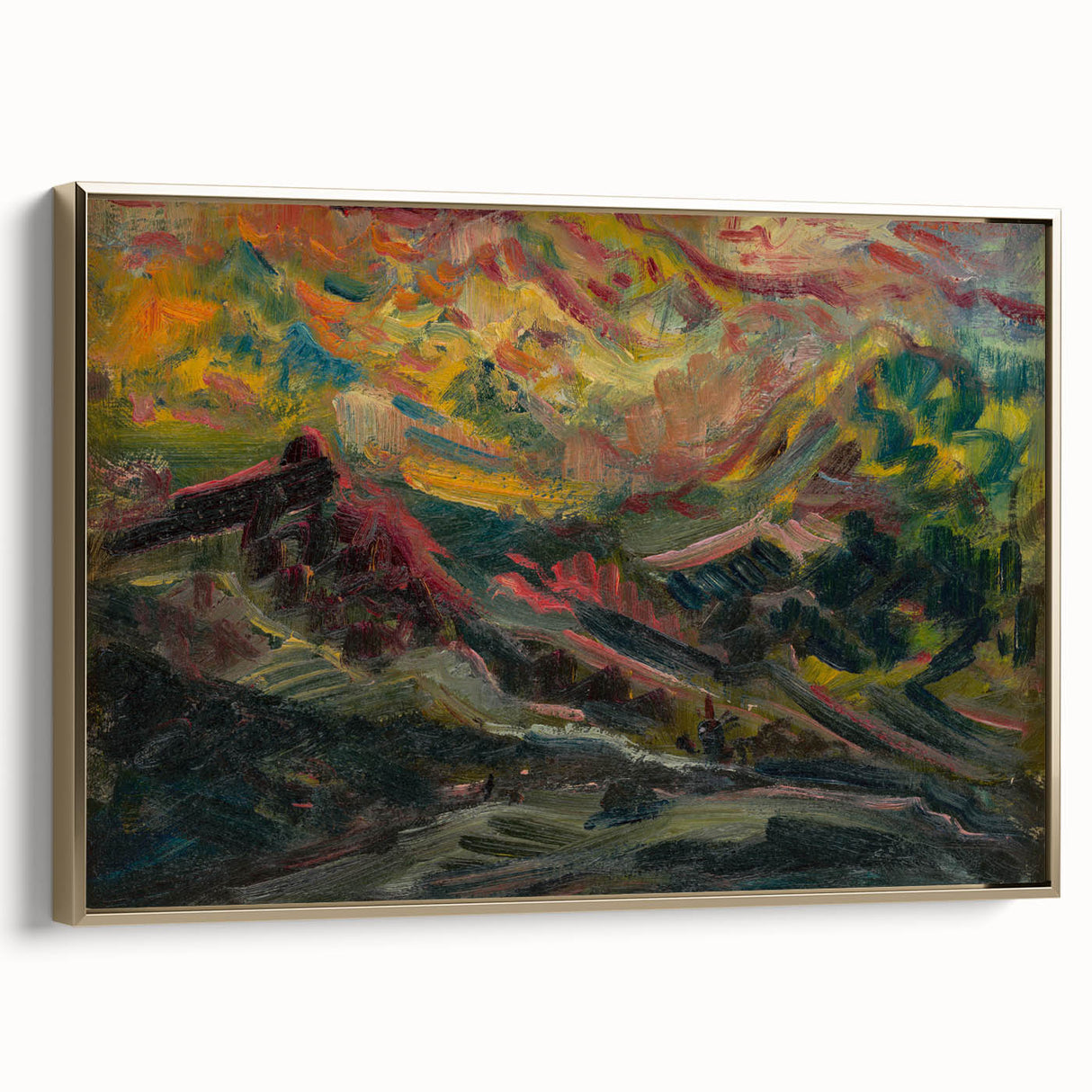Expressionist Art Sunset in the Mountains - Modern Expressionism Wall Art