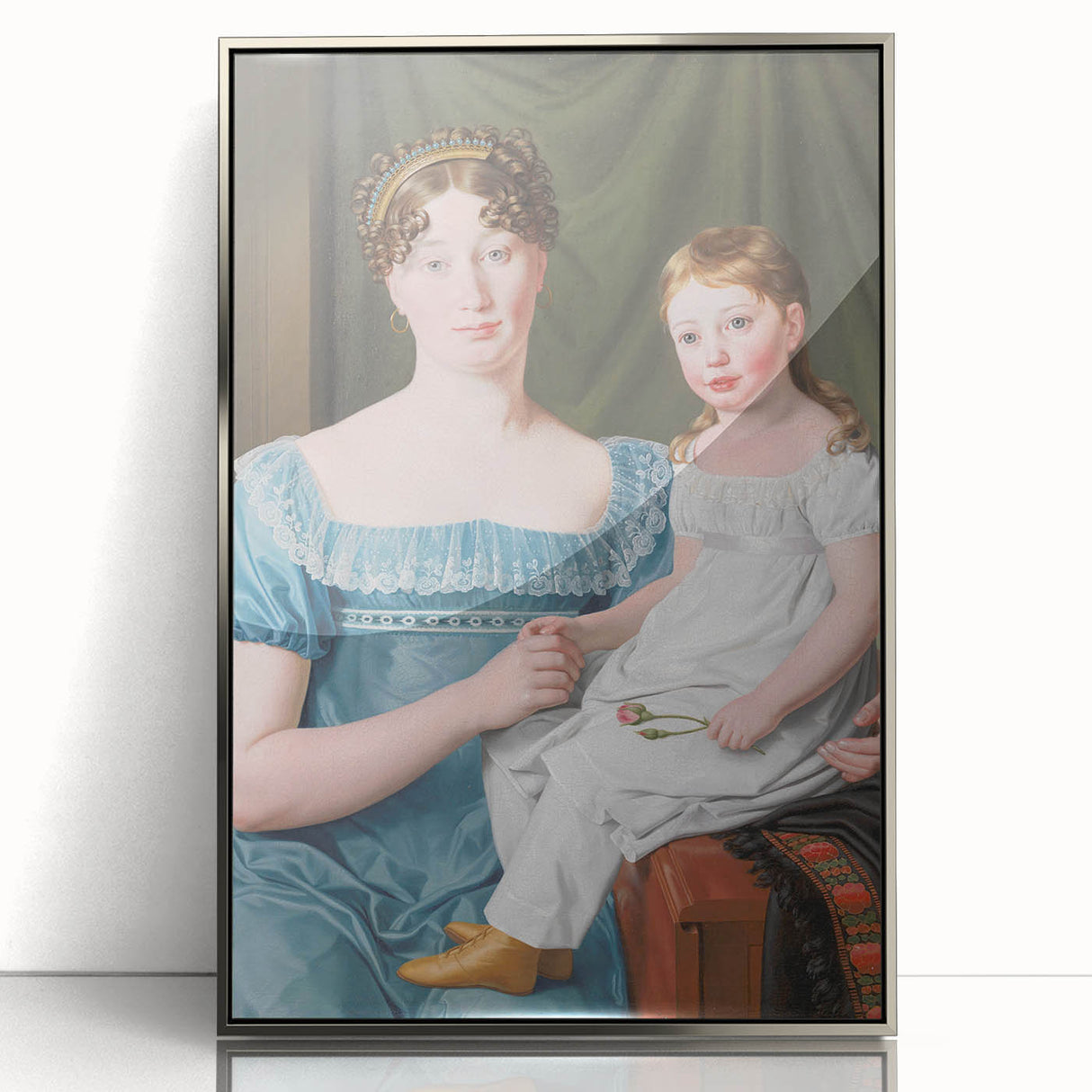 Historical Romanticism Canvas: Noblewoman and Daughter - Classic Art Print