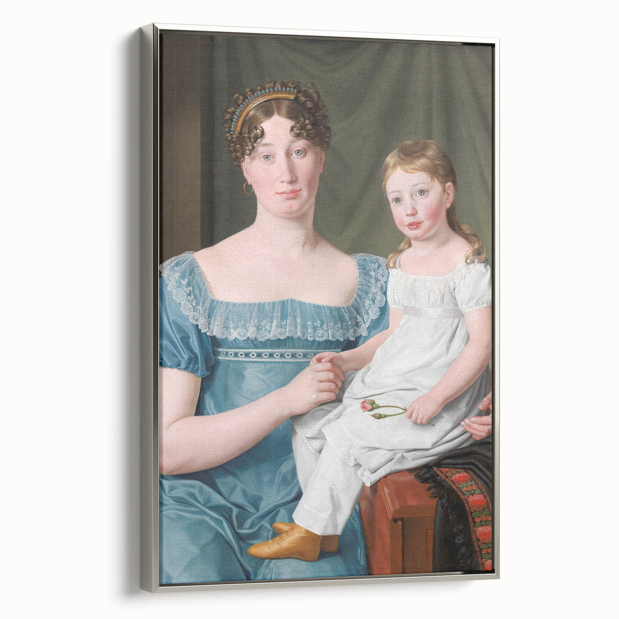 Historical Romanticism Canvas: Noblewoman and Daughter - Classic Art Print