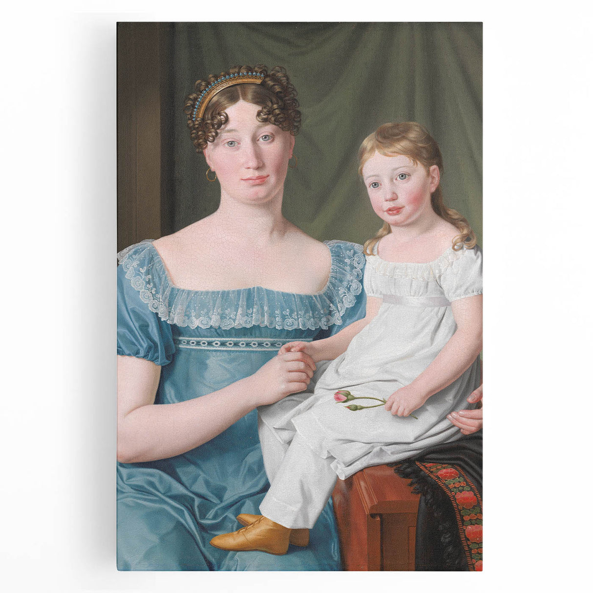 Historical Romanticism Canvas: Noblewoman and Daughter - Classic Art Print
