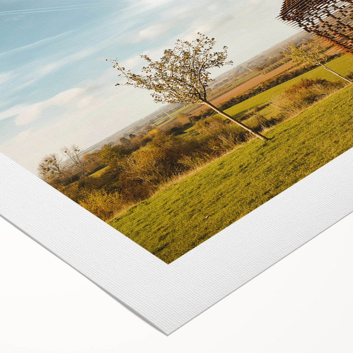 Art deco poster of a European Belgian landscape in muted earth tones on rolled canvas, suitable for dining room wall art.