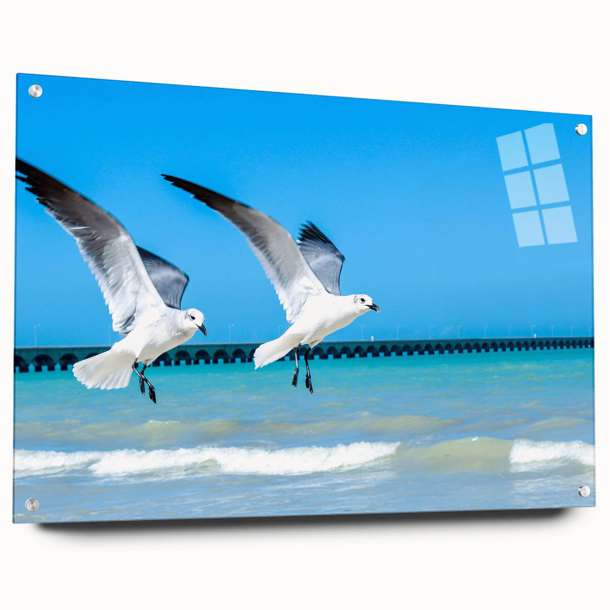 Acrylic print of a Yucatan scenery with vivid blue and green hues, ideal for dining room ambiance.