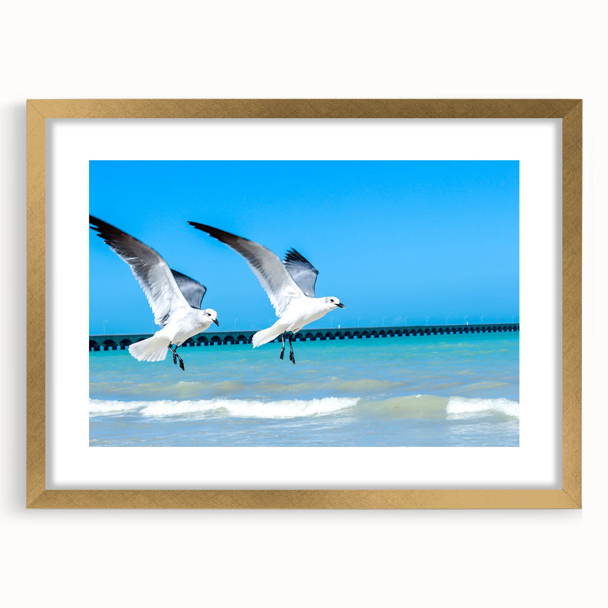 Extra large abstract art print of Yucatan scenery in textured style, featuring muted earth tones on a gold-framed canvas.