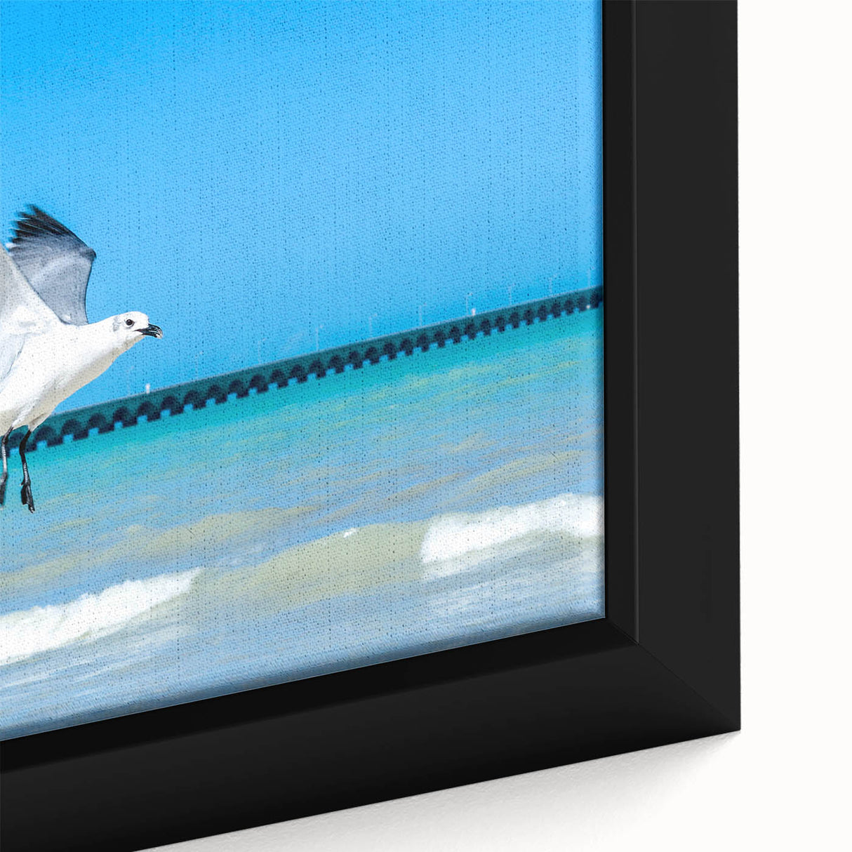 Extra large black wall art depicting a textured scene of Yucatan, Mexico, in vibrant colors on a framed canvas.