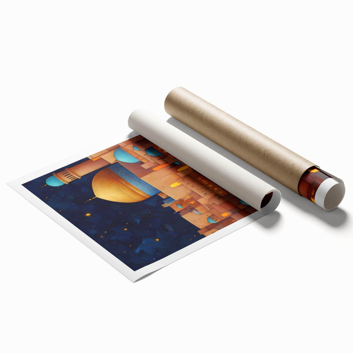 Extra large rolled print of a floral scene in muted earth tones, suited for classy bathroom or large living room decor.