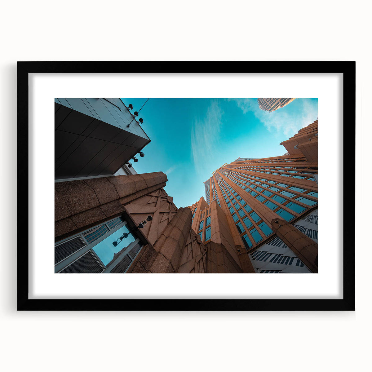 Colorful abstract art print of Charlotte skyline, in vibrant hues on a large textured canvas, ideal for living room decor.