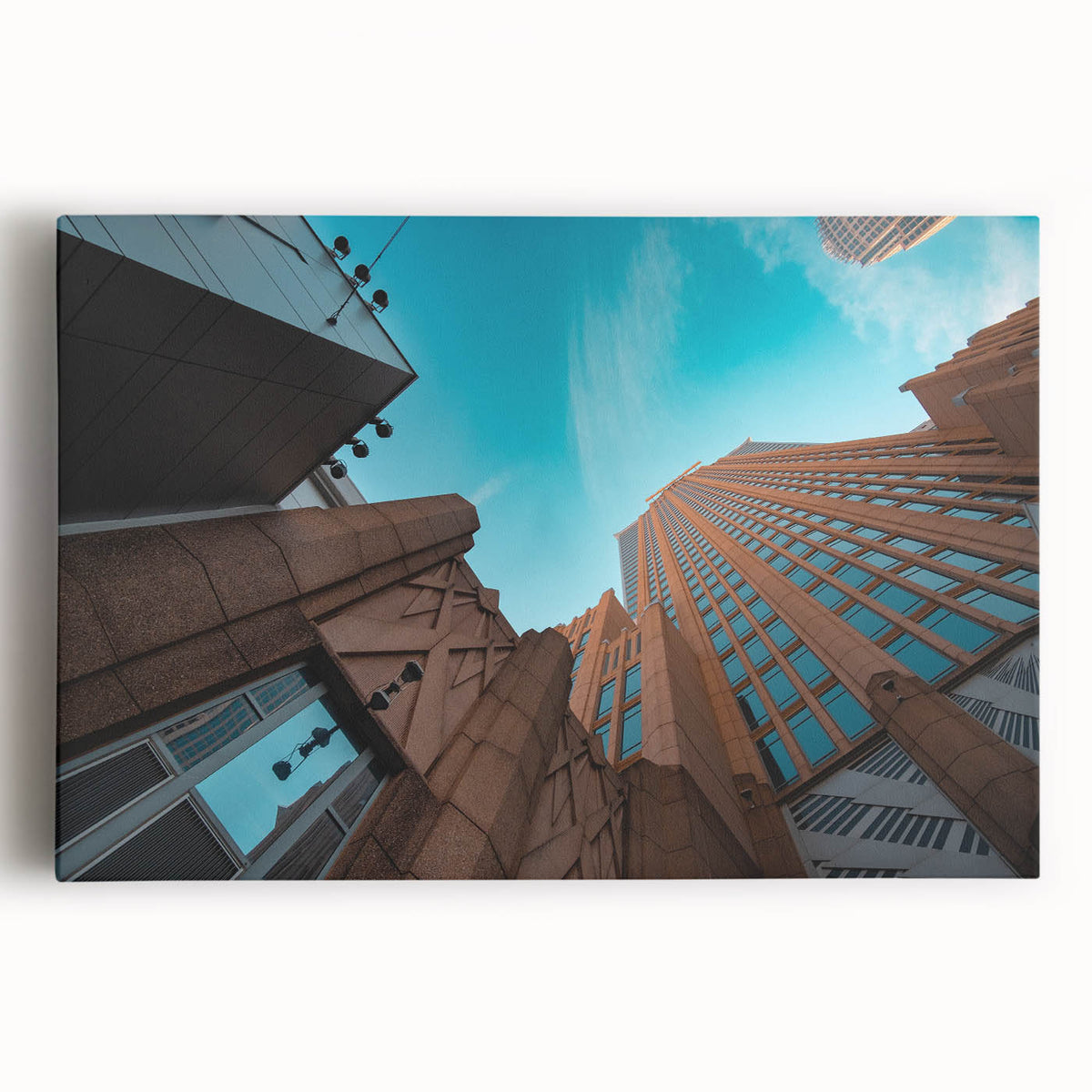 Black and white large art print of the Charlotte skyline on stretched canvas, ideal for kitchen wall art.